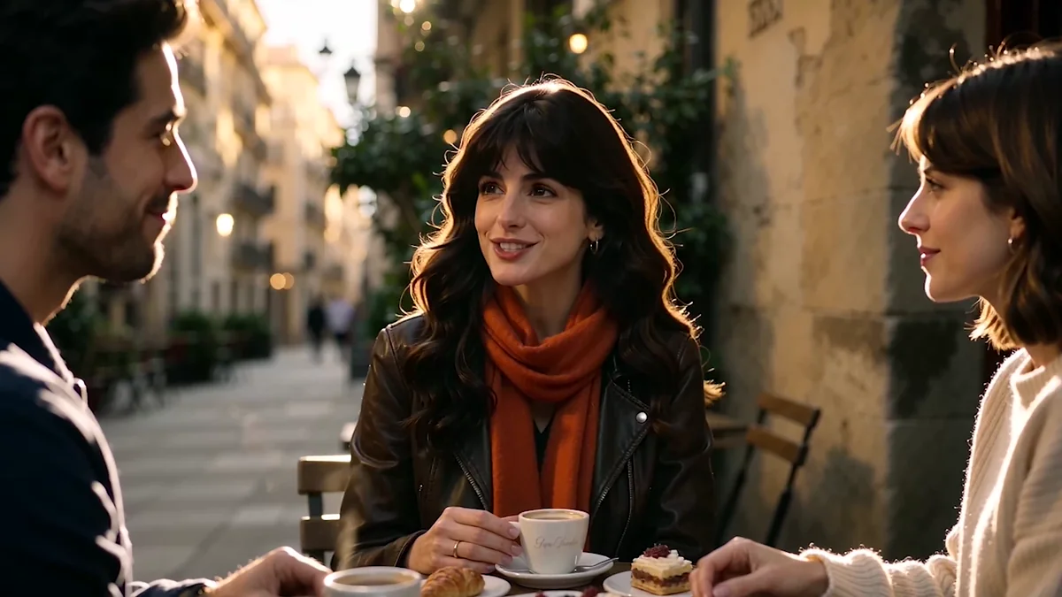 A café conversation from an official OmniHuman 2.0 demonstration, showing expression and gesture.